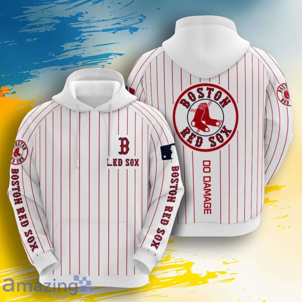 MLB Boston Red Sox Do Damage White 3D Pullover Hoodie For Fans
