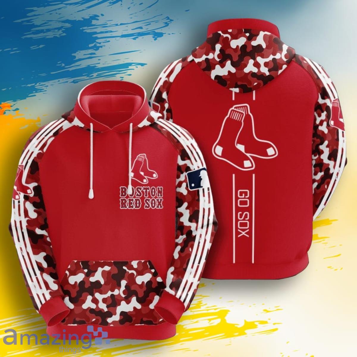 MLB Boston Red Sox Red Camo 3D Pullover Hoodie For Fans