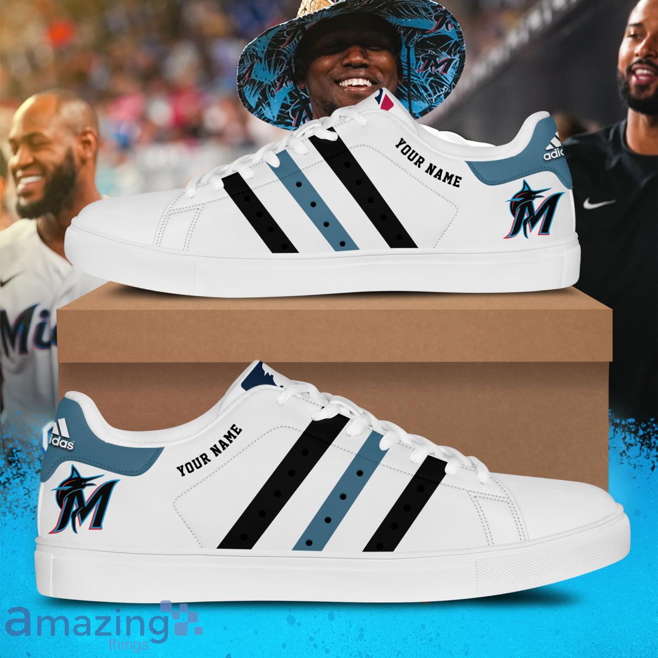MLB Miami Marlins Skate Stan Smith Shoes Custom Name