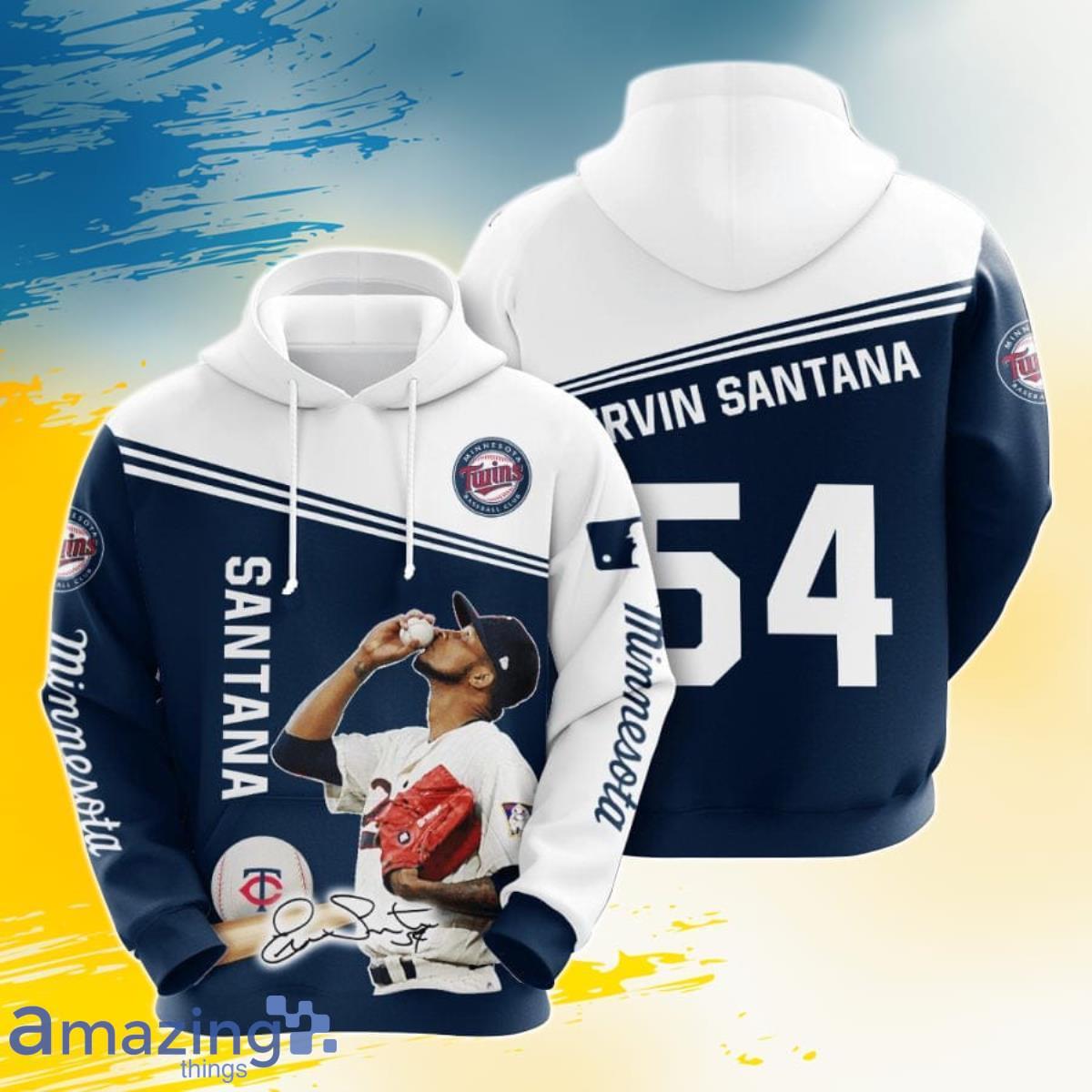 MLB Minnesota Twins Ervin Santana 3D Pullover Hoodie For Fans Product Photo 1