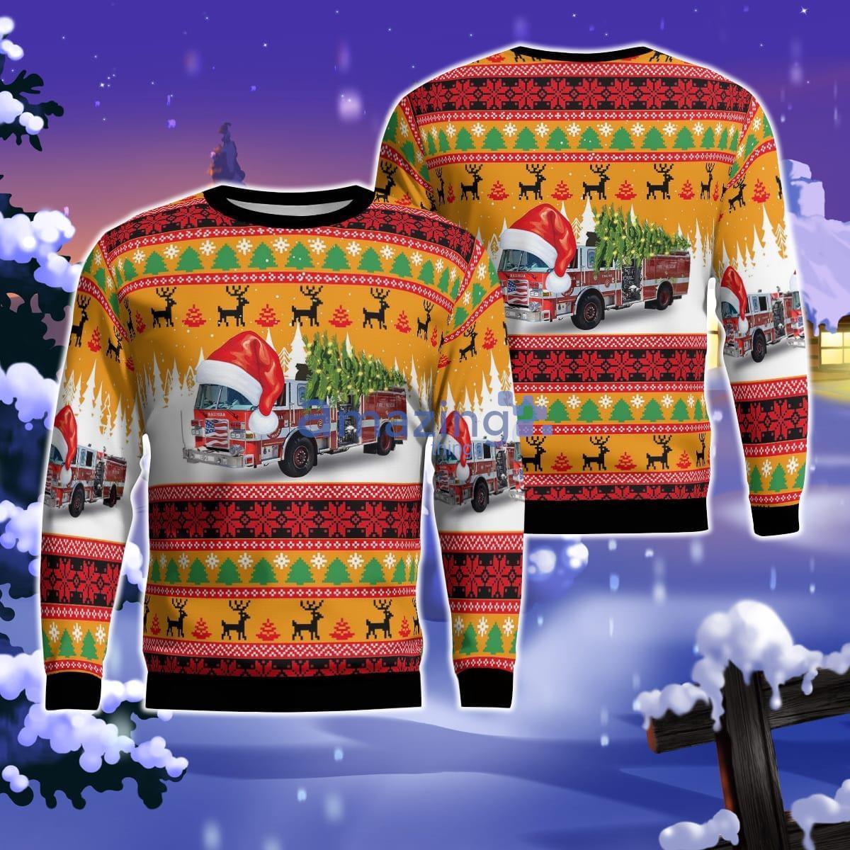 Nashua, New Hampshire, Nashua Fire Rescue Engine 2 Christmas AOP Ugly Sweater For Men Women Product Photo 1 Nashua, New Hampshire, Nashua Fire Rescue Engine 2 Christmas AOP Ugly Sweater For Men Women Product Photo 1