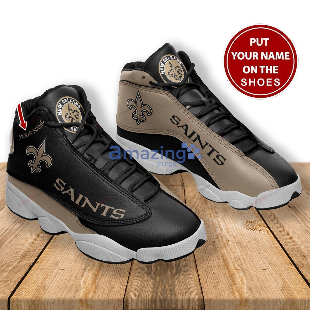 New Orleans Saints Personalized Name Air Jordan 13 Shoes.