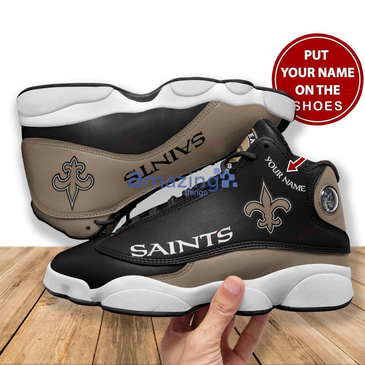 New Orleans Saints Personalized Name Air Jordan 13 Shoes.