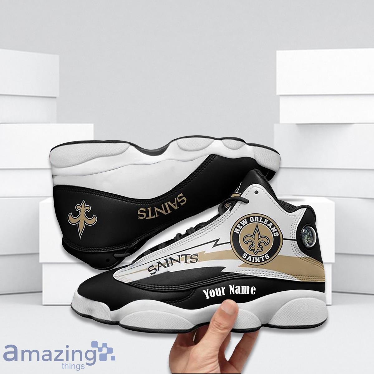 New Orleans Saints Personalized Name Air Jordan 13 Shoes.