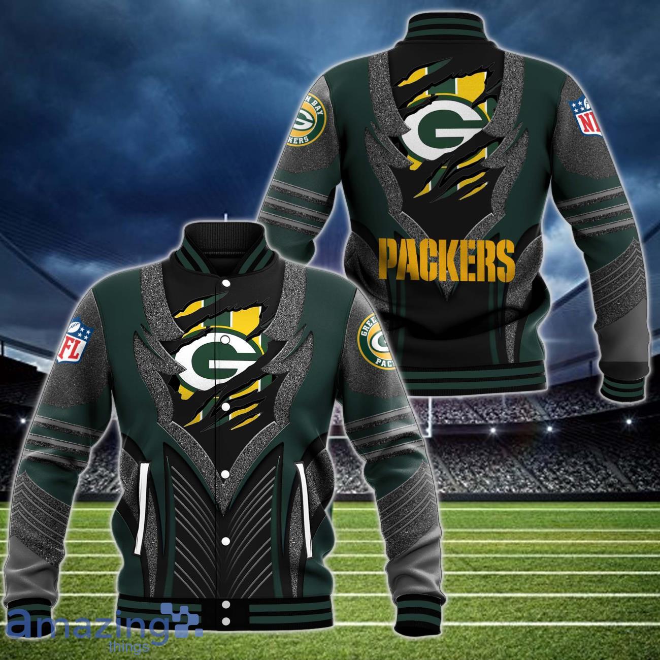 NFL Green Bay Packers Baseball Bomber Jacket Product Photo 1