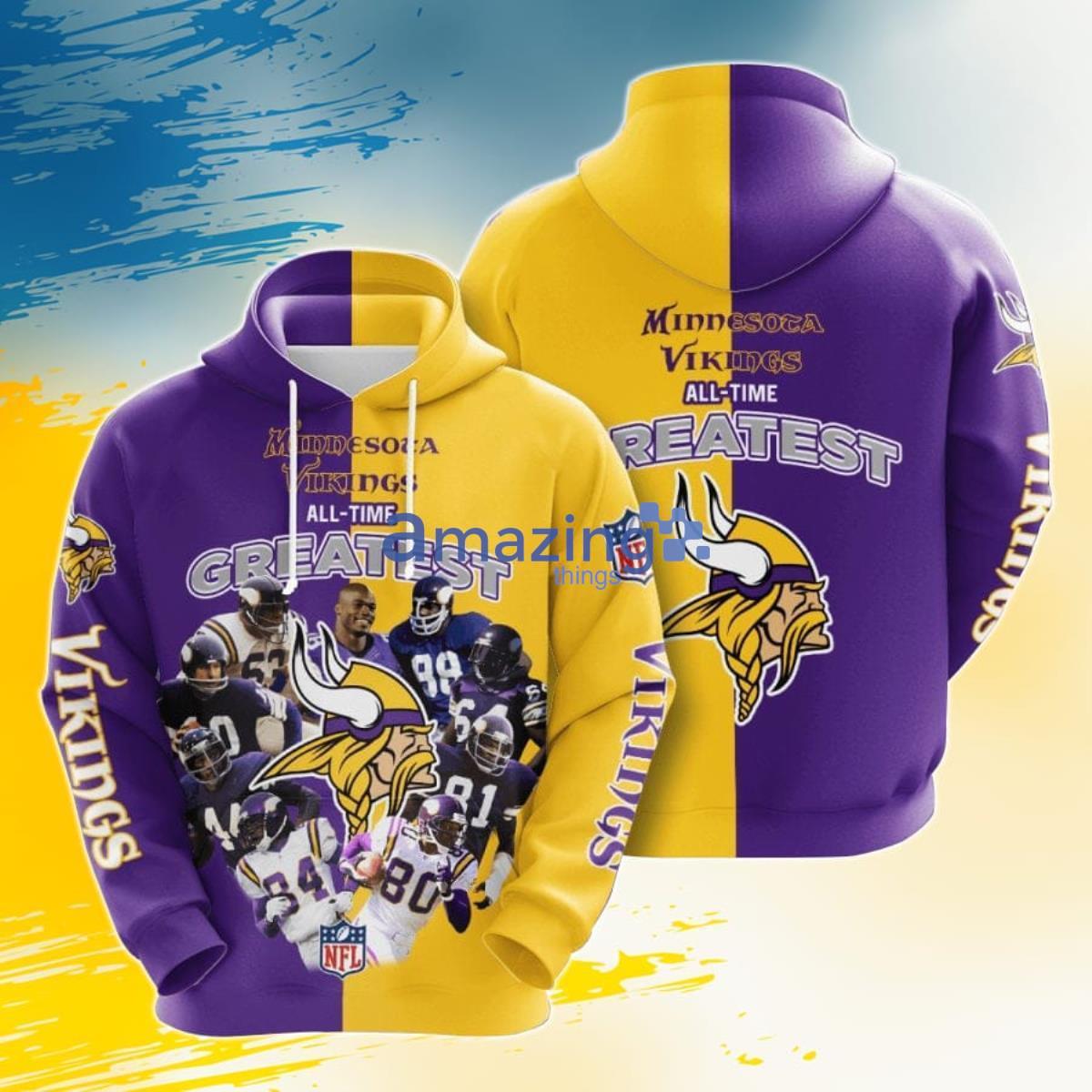 NFL Minnesota Vikings All Time Greatest 3D Pullover Hoodie For Fans