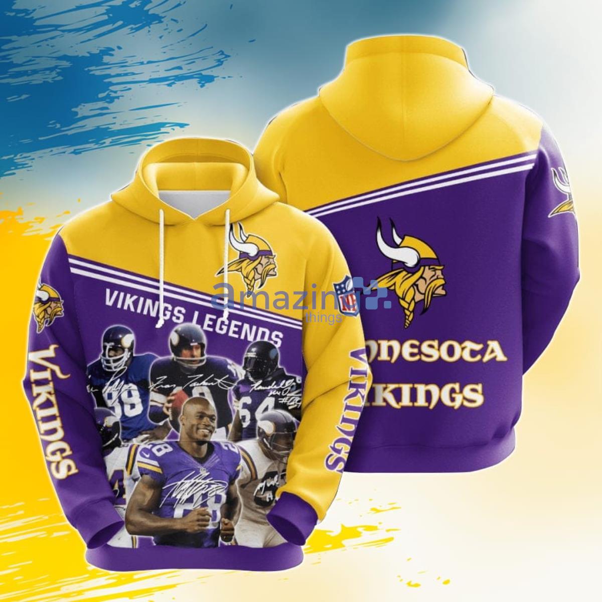 NFL Minnesota Vikings Legends 3D Pullover Hoodie For Fans