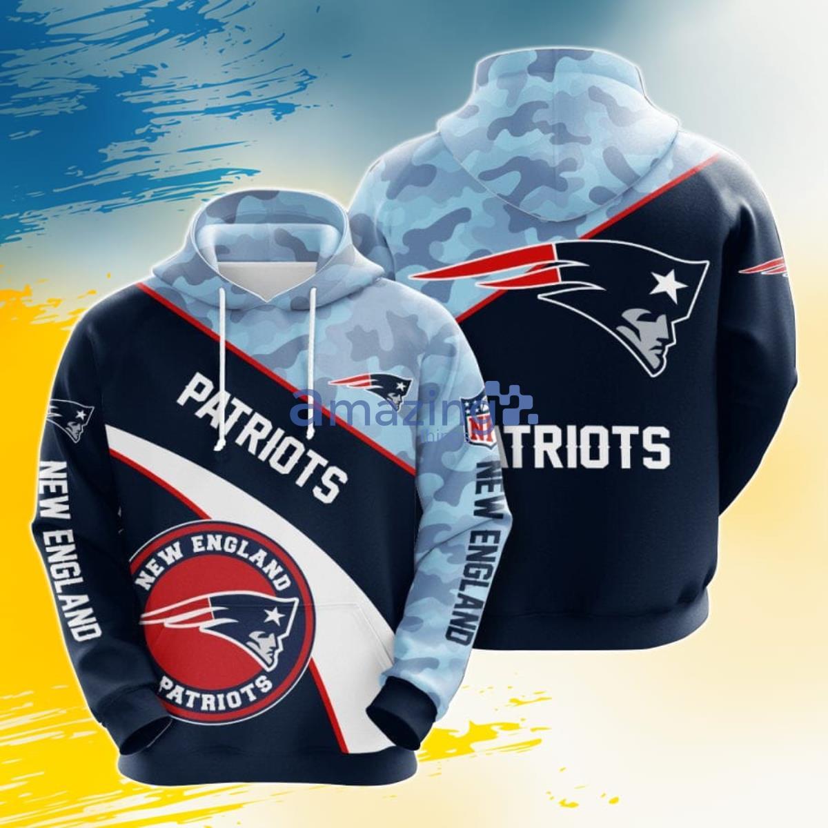 NFL, Shirts, Nfl New England Patriots Blue Silver Camo Pullover Hoodie  5xl