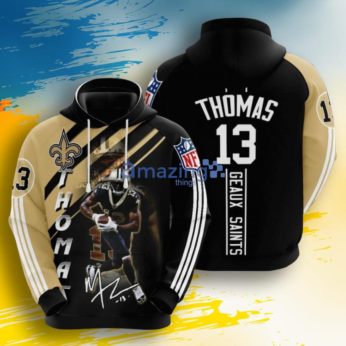 NFL New Orleans Saints Michael Thomas Old Gold Black 3D Pullover Hoodie For  Fans