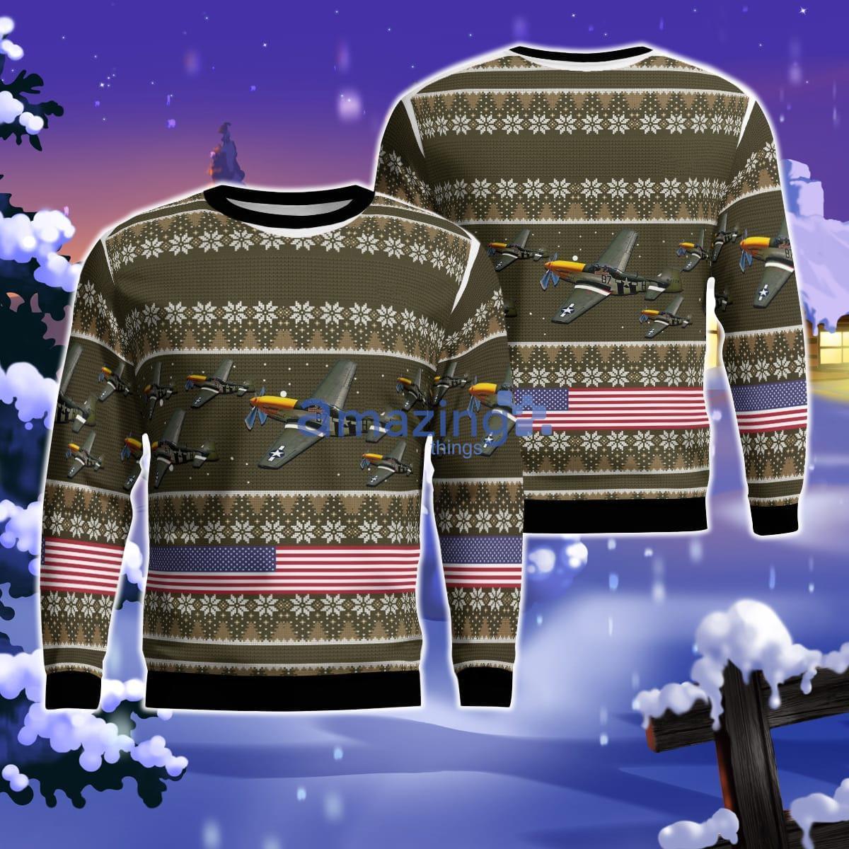 North American P-51 Mustang, Christmas Ugly Sweater For Men Women Product Photo 1
