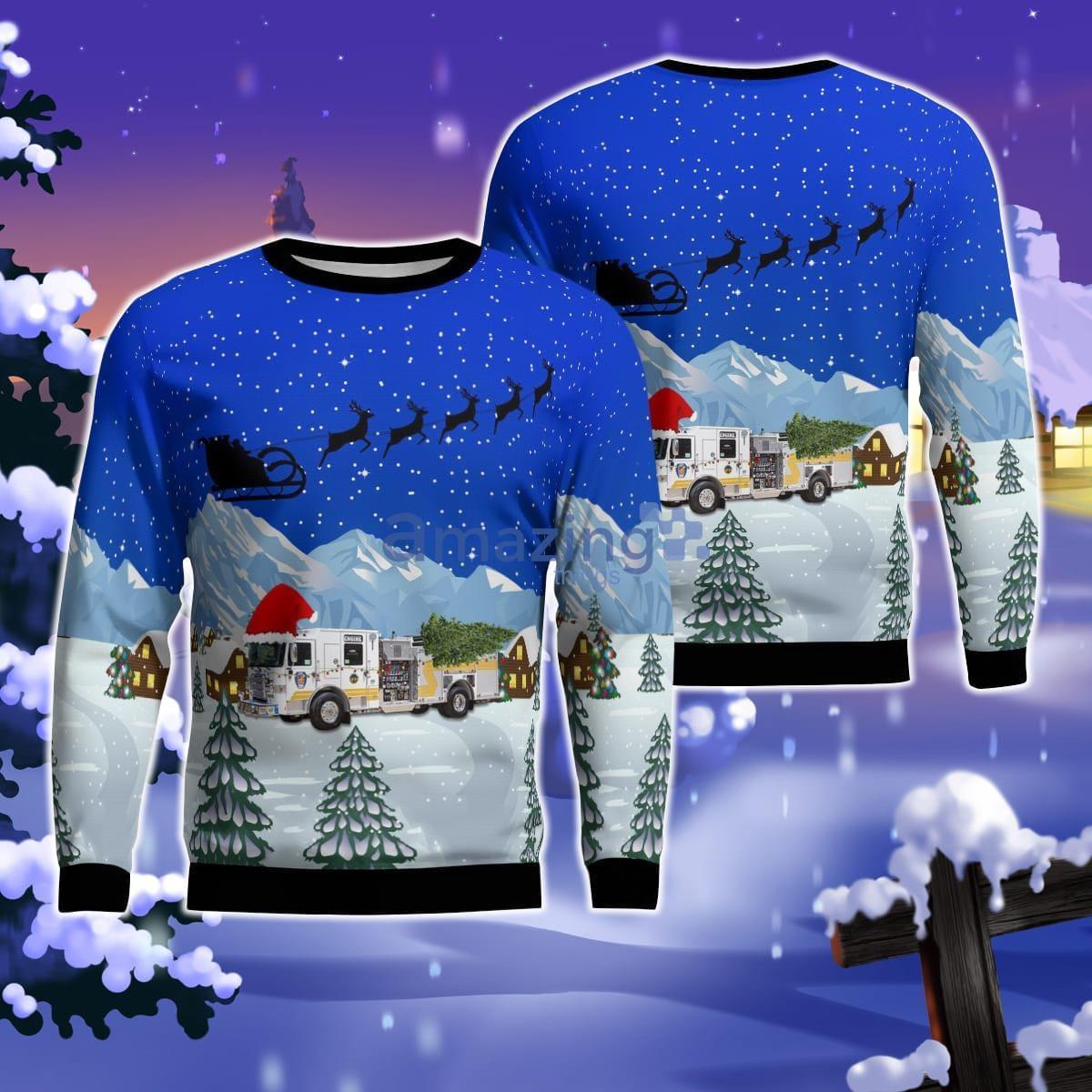 North Carolina New Hanover County Fire And Rescue Christmas Ugly Sweater For Men Women Product Photo 1