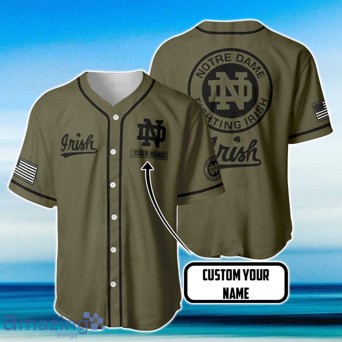 Notre Dame Fighting Irish Football Baseball Jersey Custom Name Product Photo 1