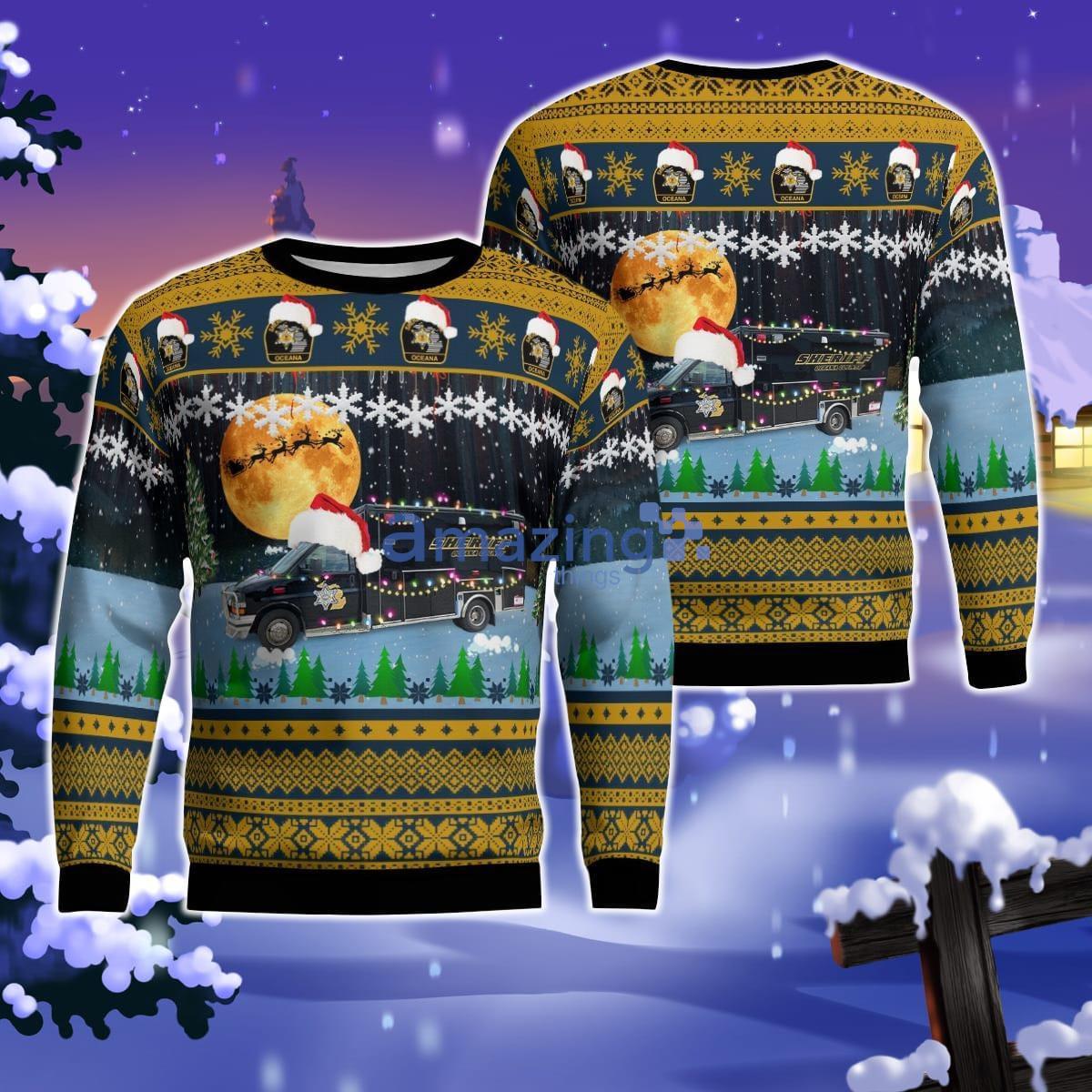 Oceana County Sheriff, Hart, Michigan Christmas AOP Ugly Sweater Product Photo 1 Oceana County Sheriff, Hart, Michigan Christmas AOP Ugly Sweater Product Photo 1