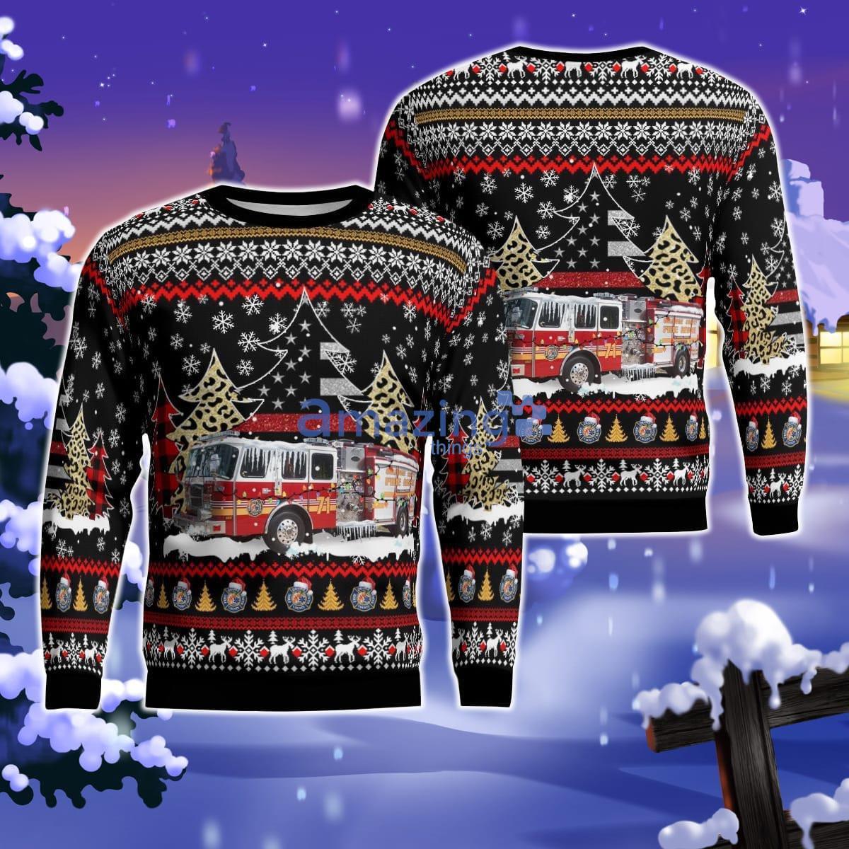 Orange County Fire Rescue Department, Florida Christmas AOP Ugly Sweater Product Photo 1 Orange County Fire Rescue Department, Florida Christmas AOP Ugly Sweater Product Photo 1