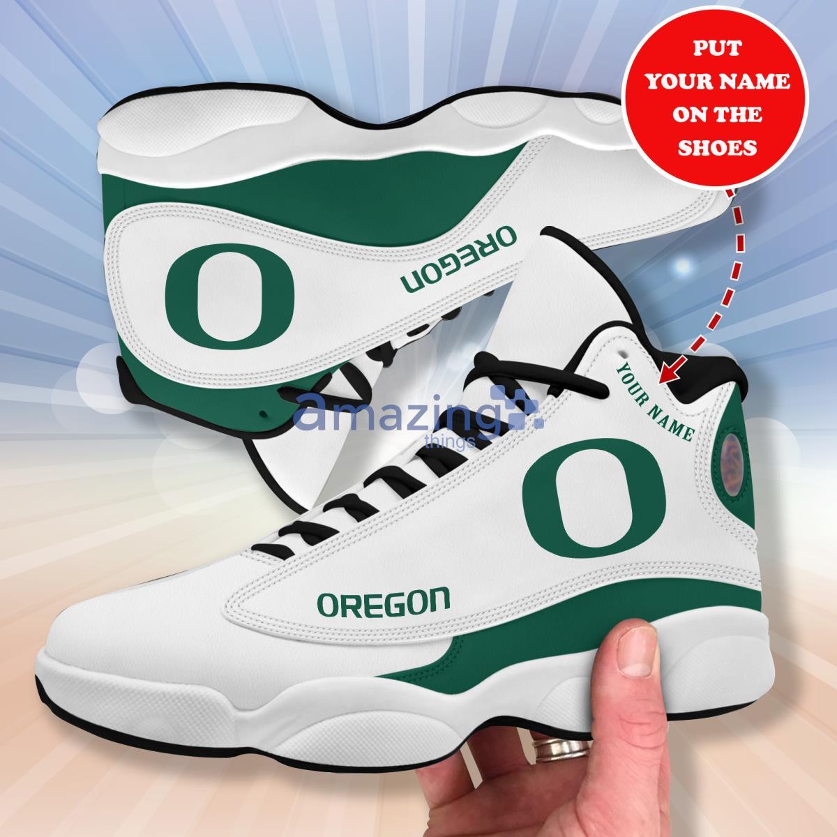 Oregon Ducks Football Team Personalized Air Jordan 13 Running Sneaker Product Photo 1