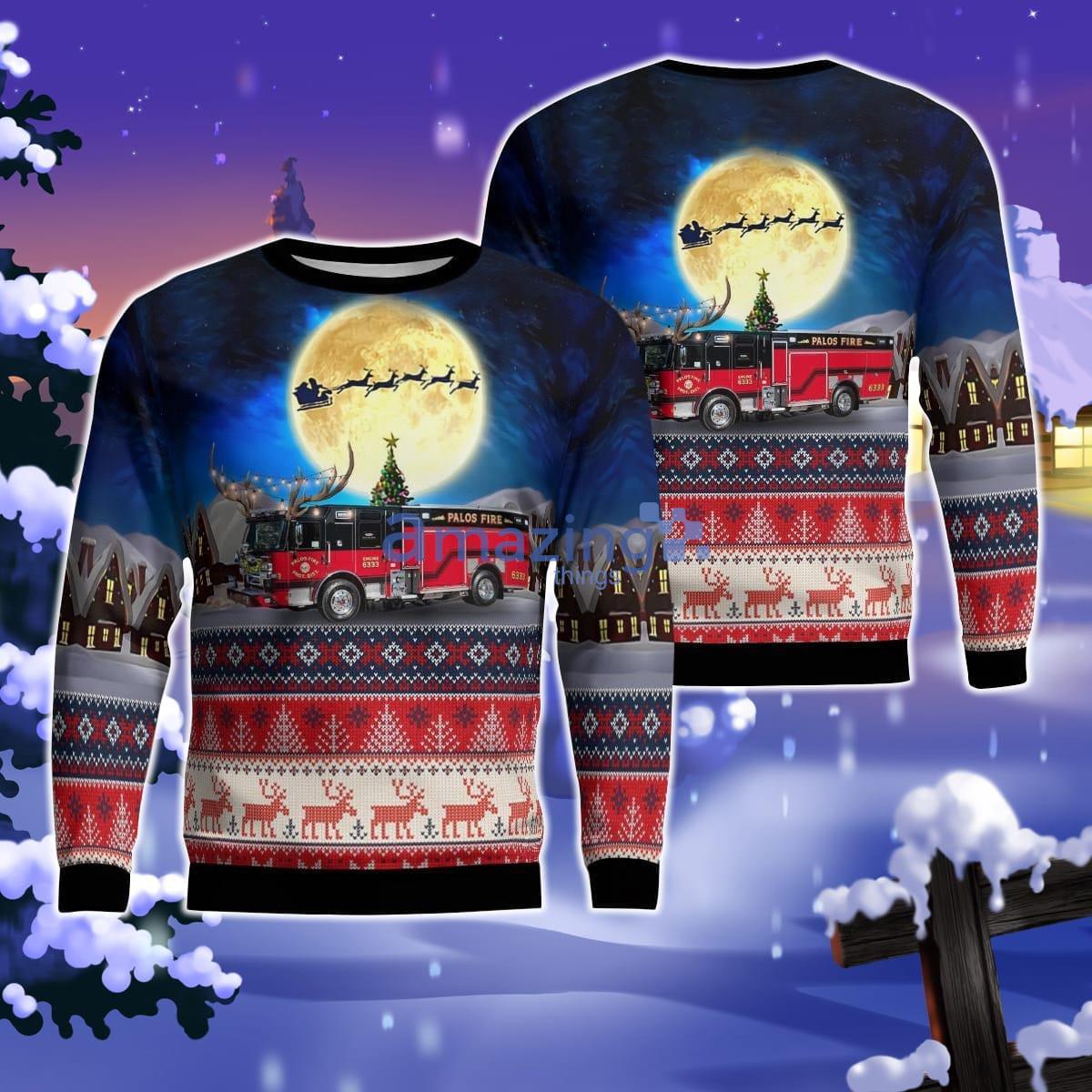 Palos Park, Illinois, Palos Fire Protection District Christmas AOP Ugly Sweater Product Photo 1