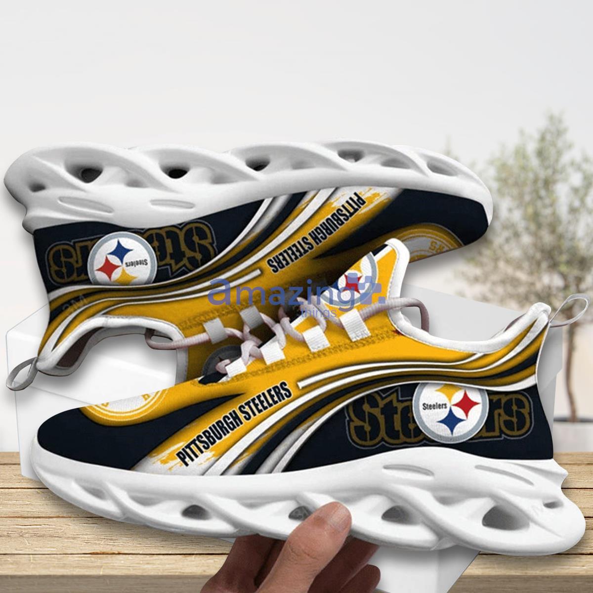 Pittsburgh Steelers Color Striped Sneakers Max Soul Shoes For Men