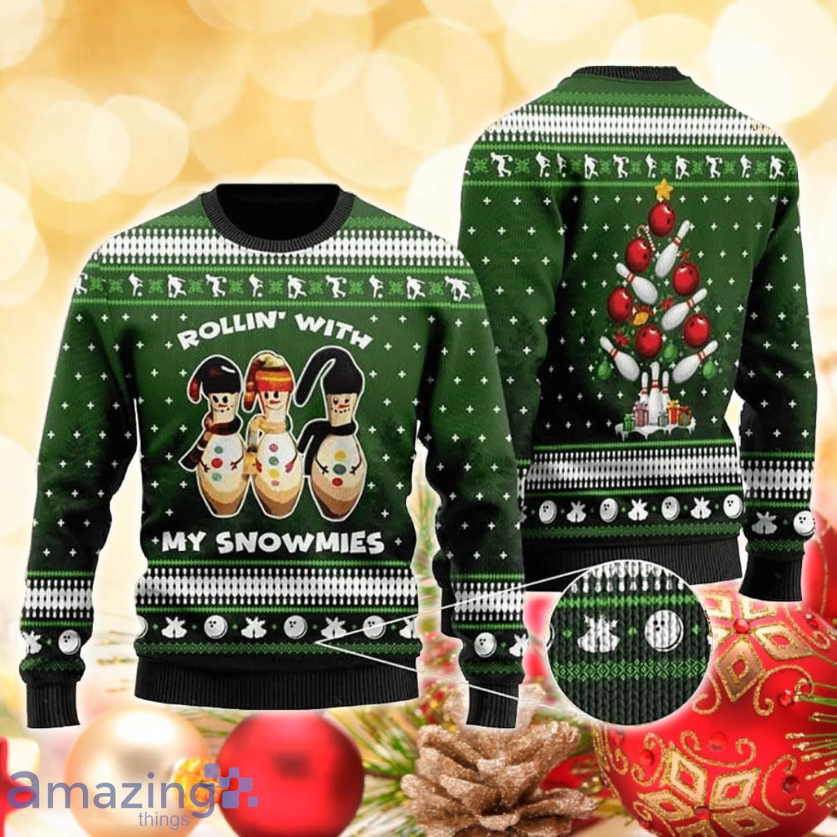 Rollin With My Snowmies 3D Sweater Ugly Christmas Sweater For Men Women Product Photo 1