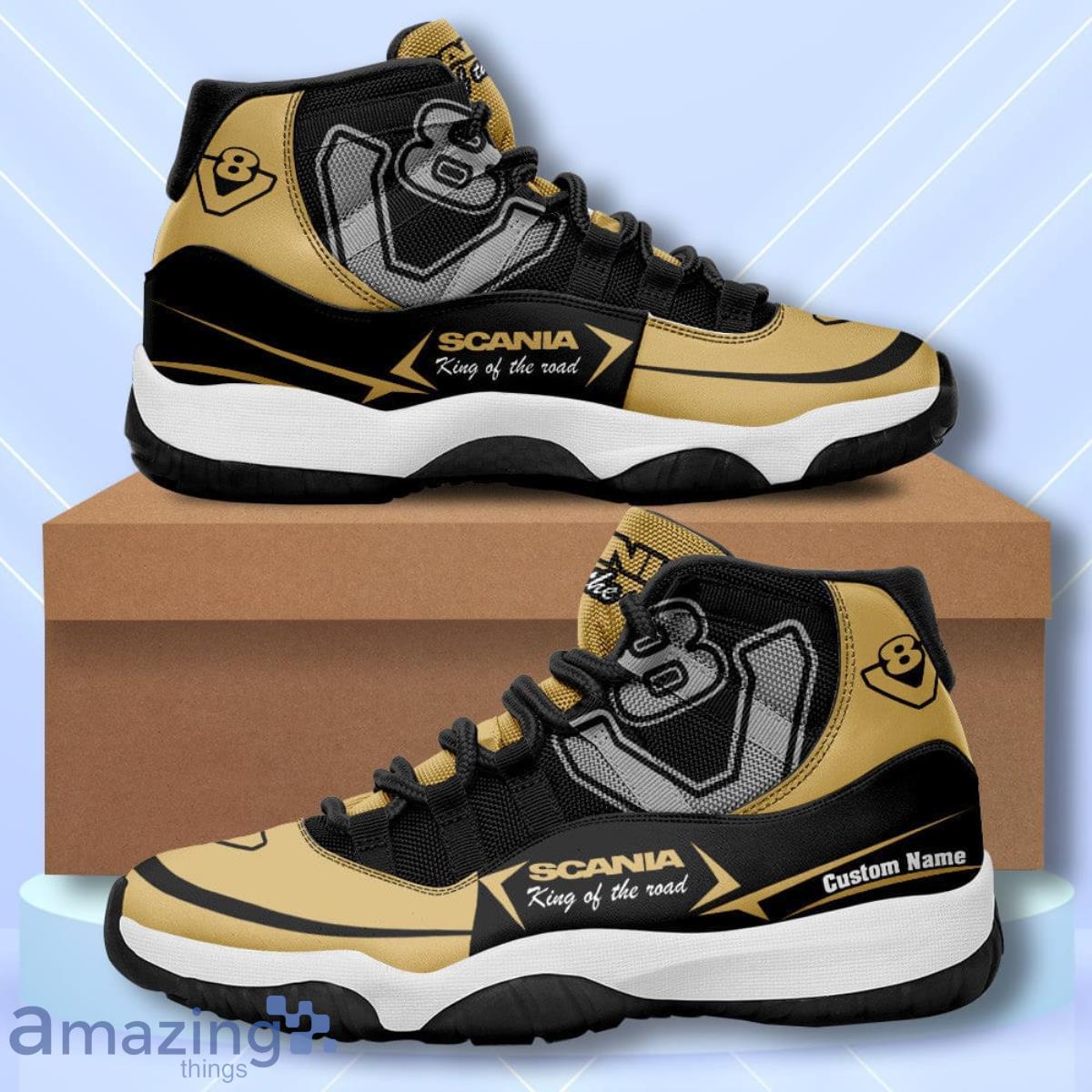 Custom Name October King Air Gold Jordan 13 Sneaker Shoes - Banantees