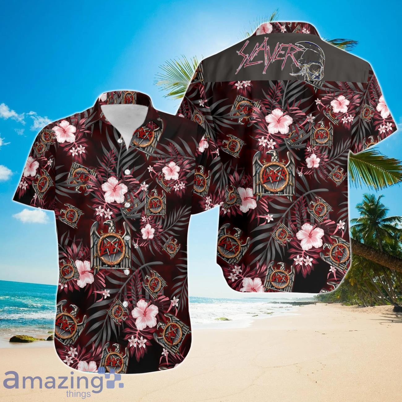 Slayer Band Button Shirt, Slayer Band Hawaiian Shirt Product Photo 1
