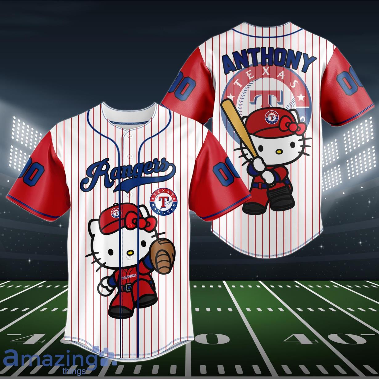 Texas Rangers Baseball Jersey MLB Hello Kitty Custom Name & Number