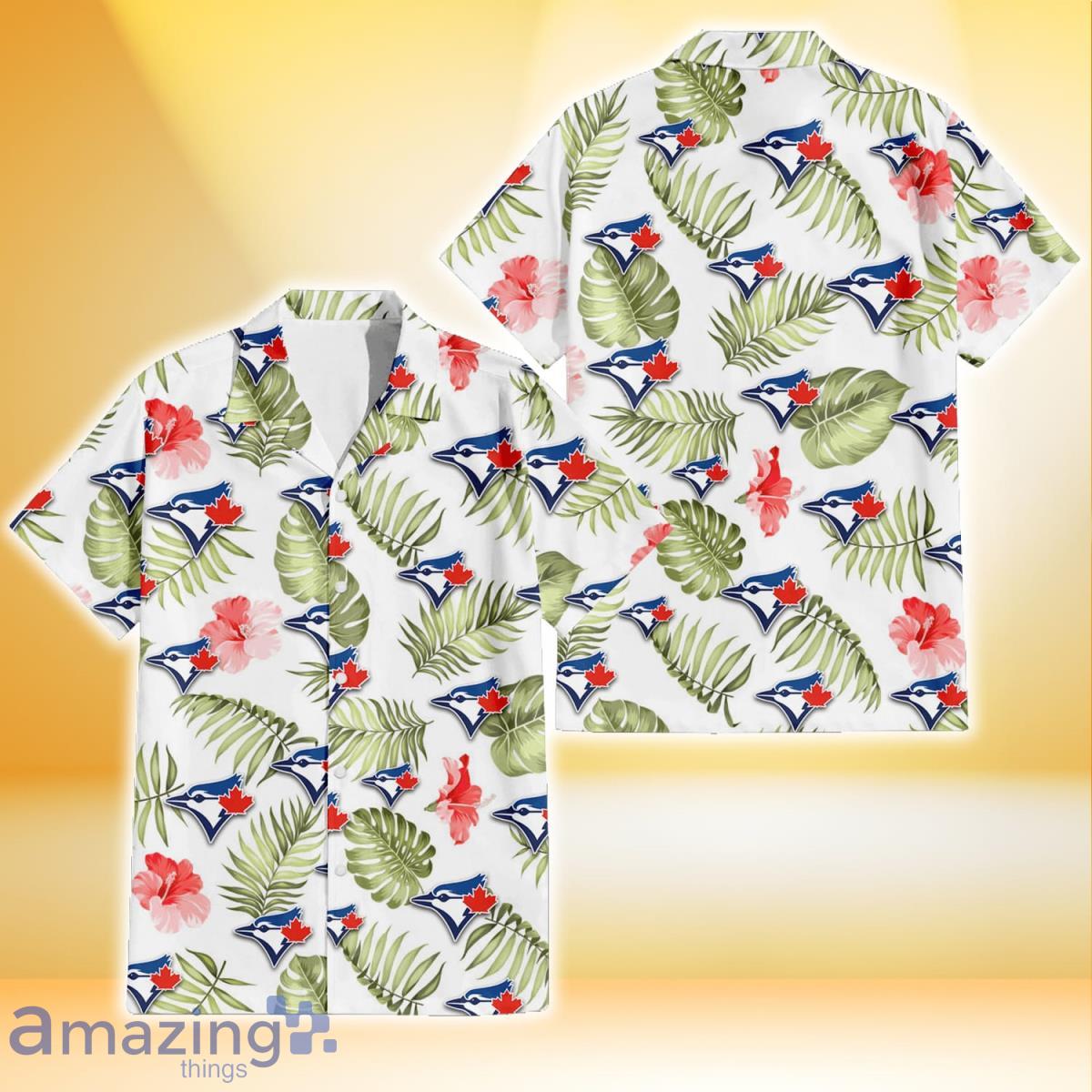 Toronto Blue Jays White Hibiscus Salmon Background 3D Hawaiian