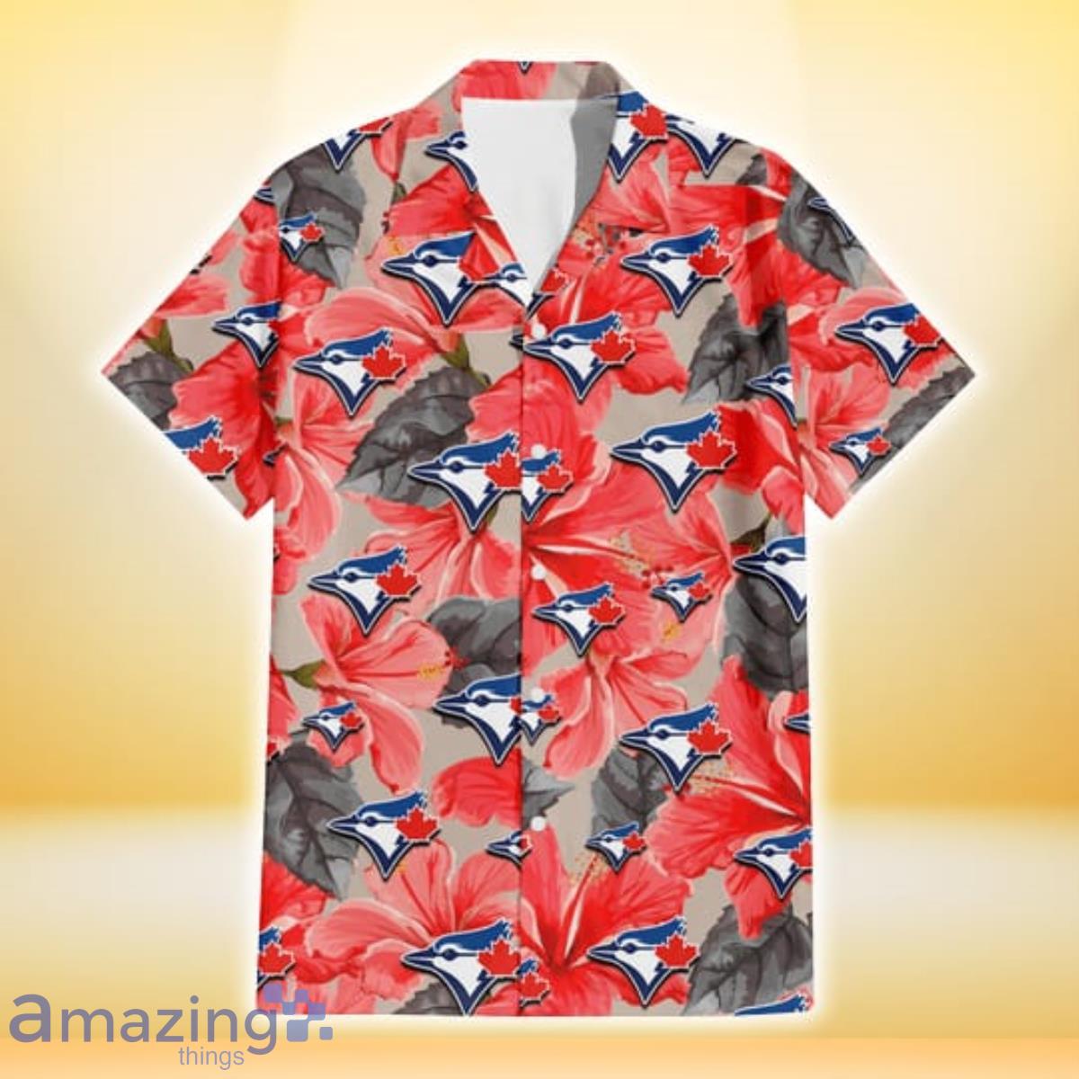 Toronto Blue Jays Red Hibiscus Purple Leaf Pattern Summer Gift Hawaiian  Shirt For Fans - Freedomdesign