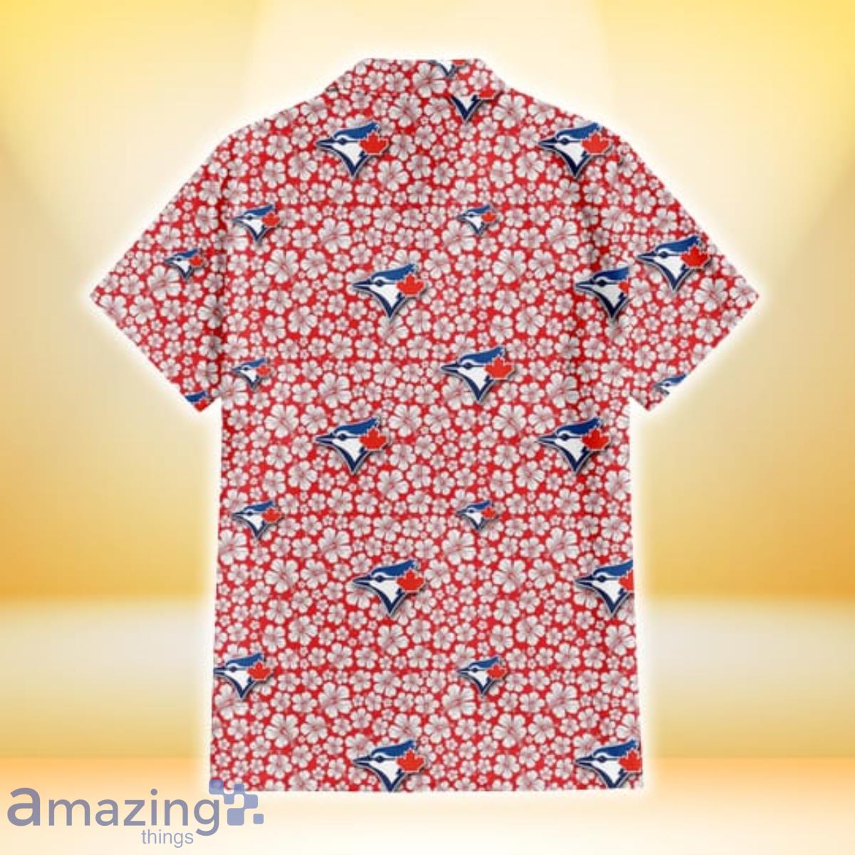 Toronto Blue Jays Tiny White Hibiscus Pattern Red Background 3D