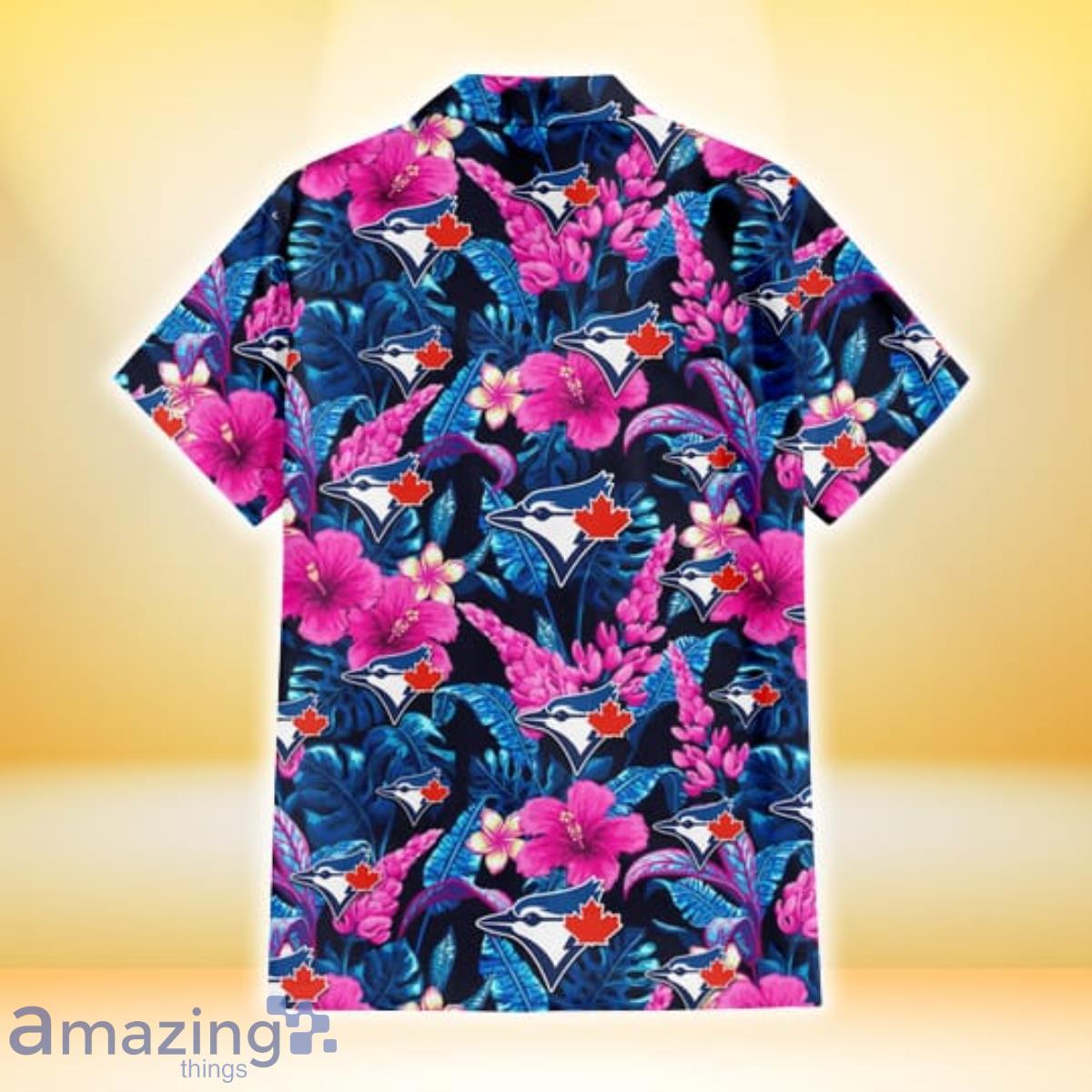 Toronto Blue Jays Light Purple Hibiscus Pattern Stripe Powder Purple 3D  Hawaiian Shirt Gift For Fans