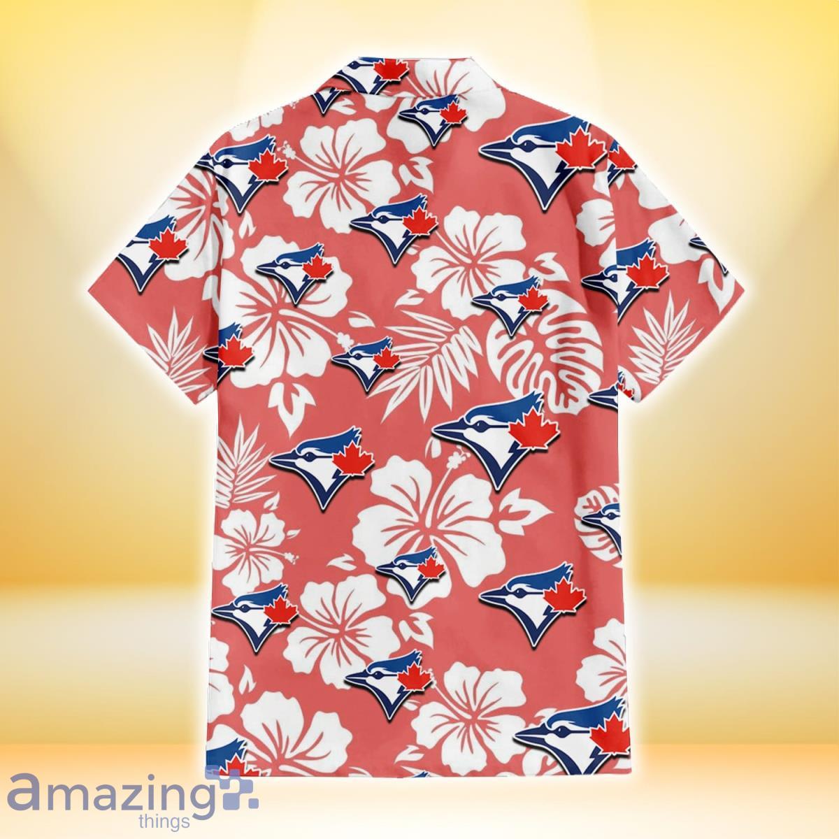 Toronto Blue Jays Pink Blue Hibiscus White Background 3D Hawaiian