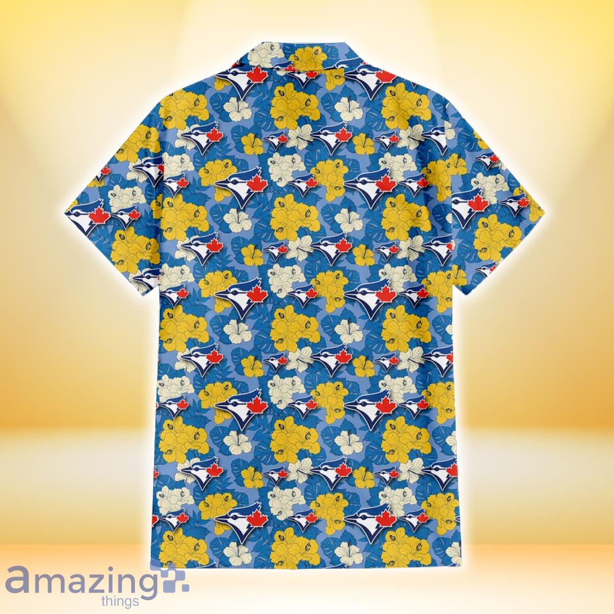 Toronto Blue Jays Yellow White Hibiscus Powder Blue Pattern 3D Hawaiian  Shirt Beach Gift - Freedomdesign