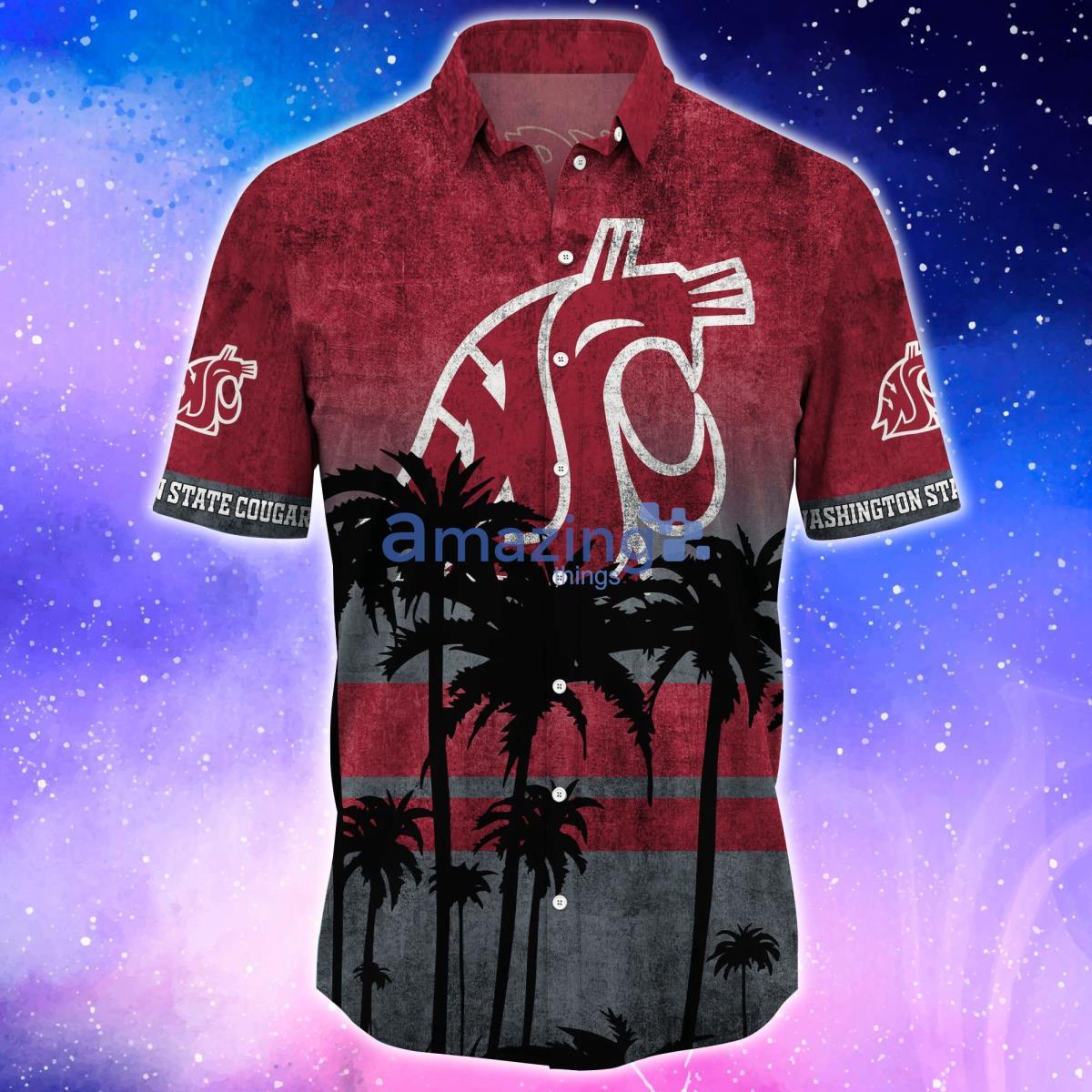 Washington State Cougars Trending Hawaiian Shirt And Shorts For Fans image Washington State Cougars Trending Hawaiian Shirt And Shorts For Fans Product Photo 2