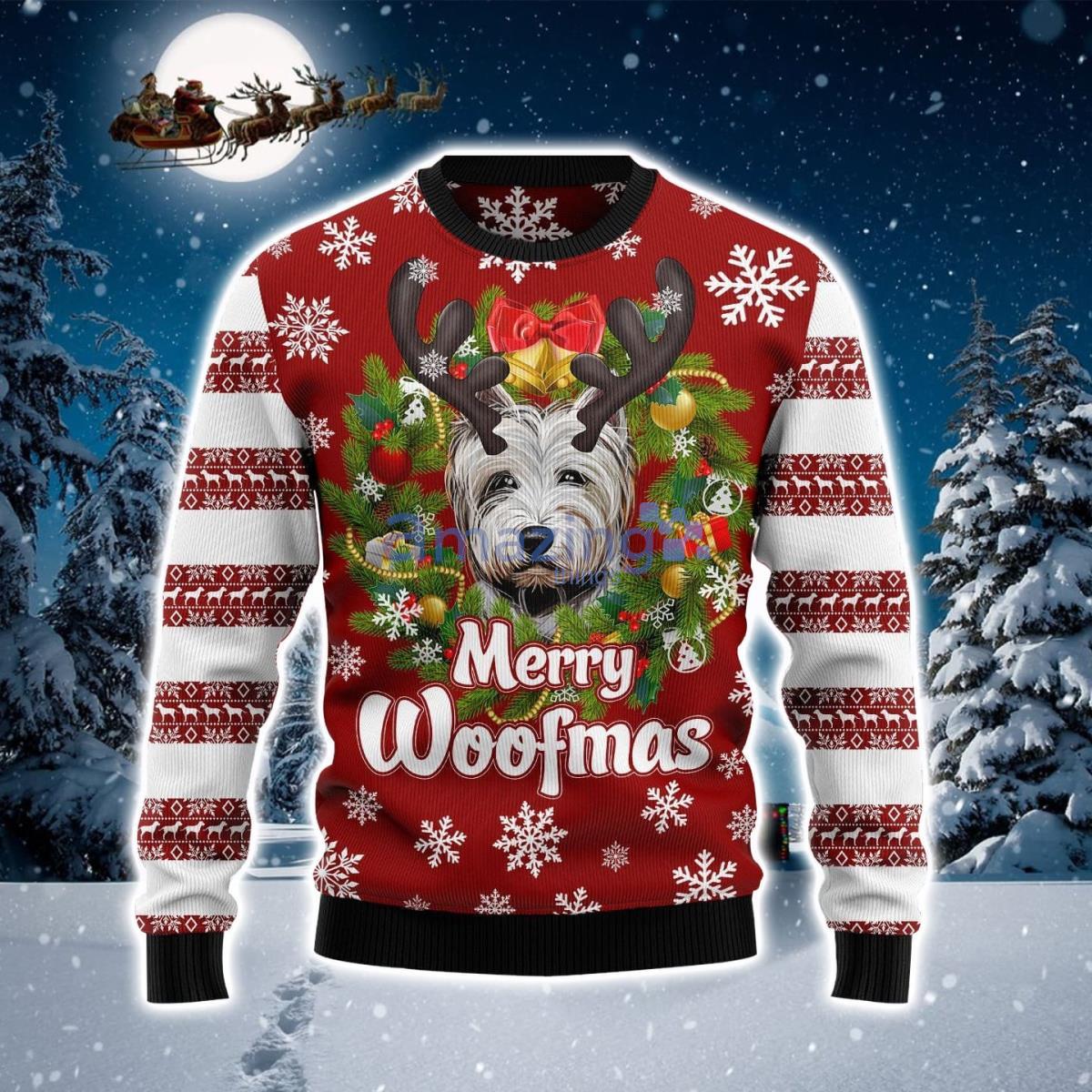 West Highland White Terrier Woofmas Ugly Christmas Sweater Product Photo 1