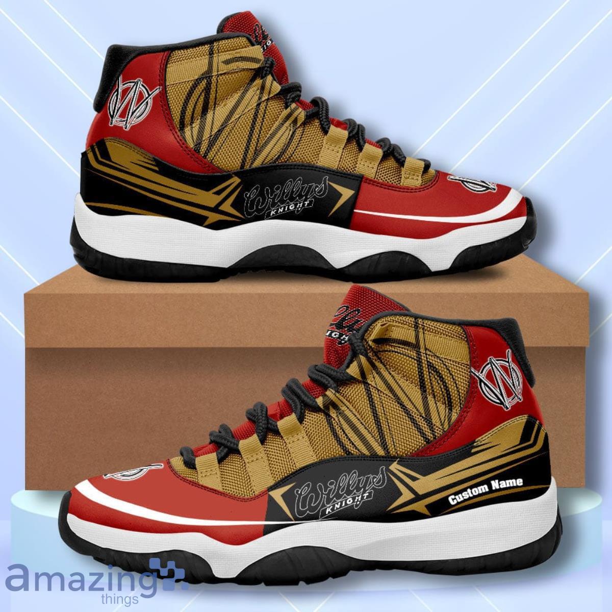 Willys Knight Custom Name Air Jordan 11 Sneakers Vintage Shoes Product Photo 1
