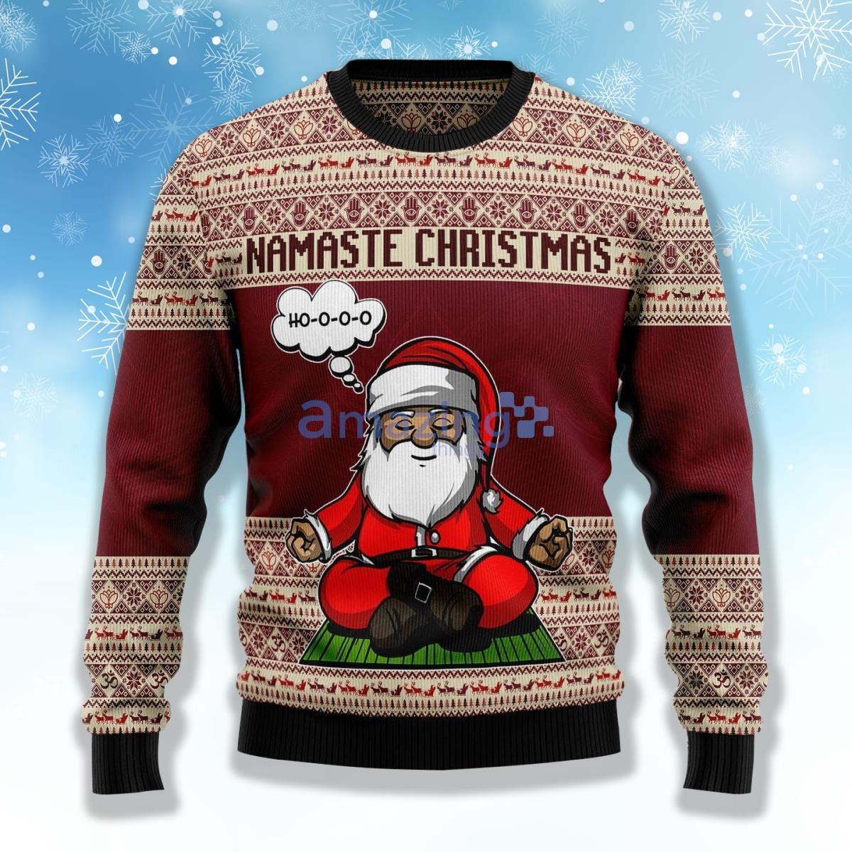Yoga With Santa Clause Ugly Christmas Sweater Product Photo 1