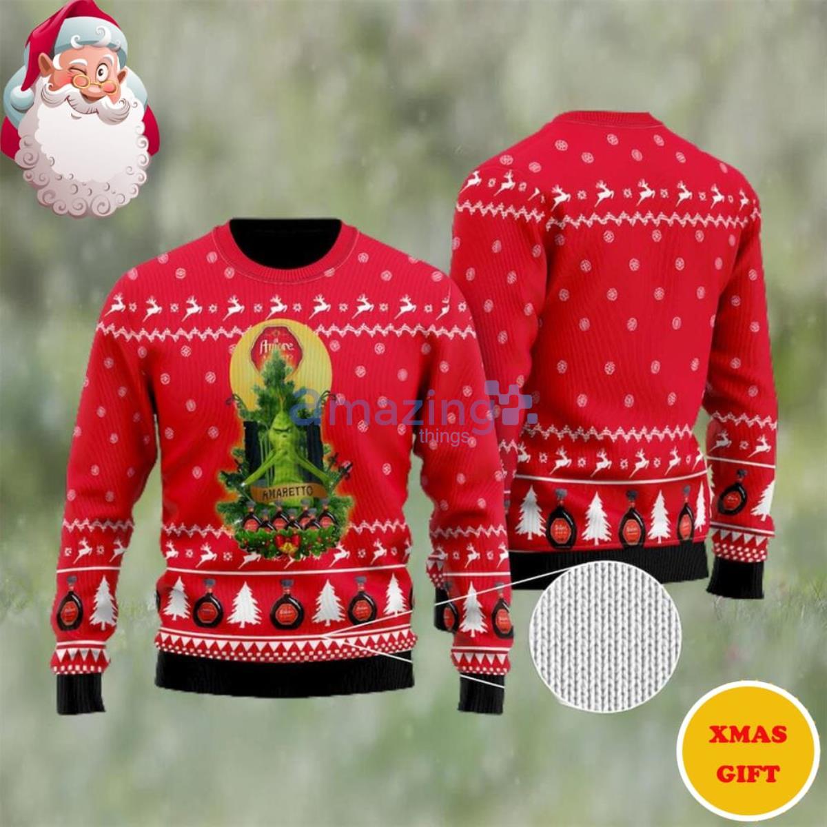 Amaretto Grinch Snow Christmas AOP Sweater Product Photo 1