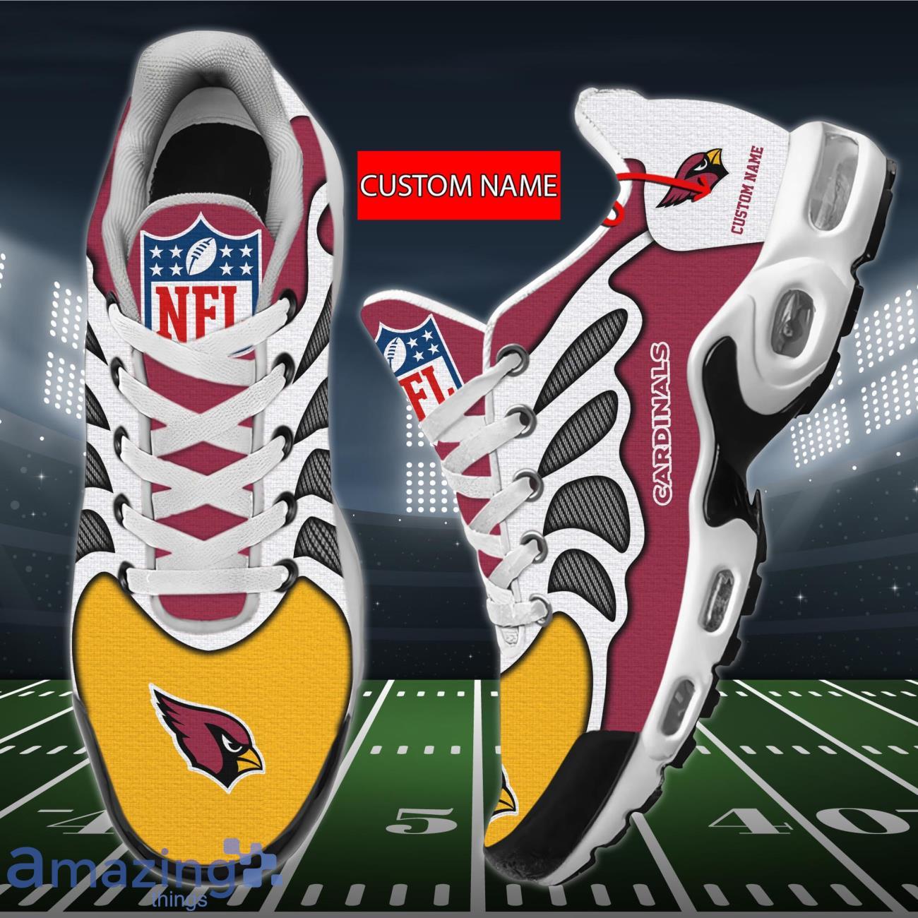 Arizona Cardinals 3D Air Cushion Sports Shoes Custom Name For Fans NFL