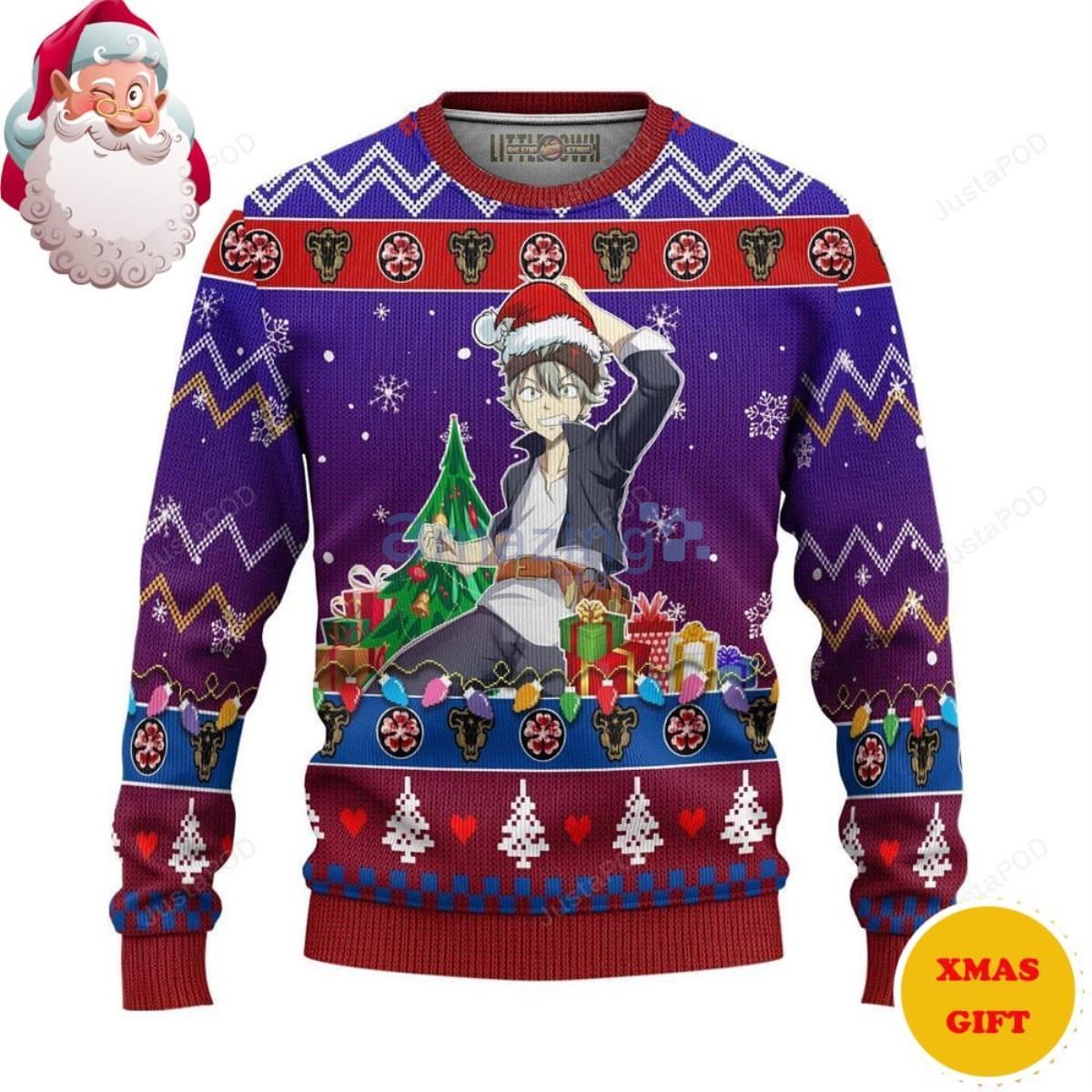 Asta Black Clover Manga Anime Christmas AOP Sweater Product Photo 1