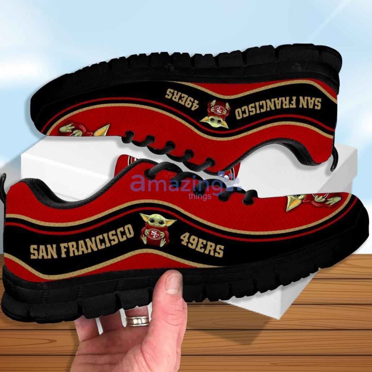 Baby Yoda Hug San Francisco 49ers Running Shoes Sport Sneakers image Baby Yoda Hug San Francisco 49ers Running Shoes - Sport Sneakers Product Photo 2