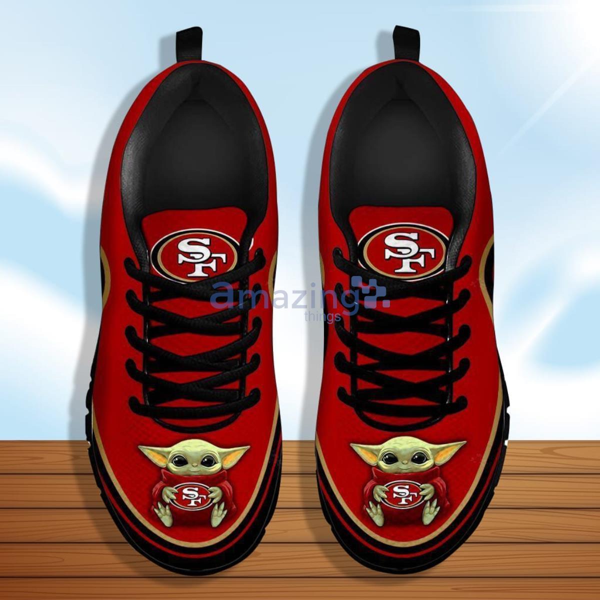 Baby Yoda Hug San Francisco 49ers Running Shoes Sport Sneakers image Baby Yoda Hug San Francisco 49ers Running Shoes - Sport Sneakers Product Photo 4