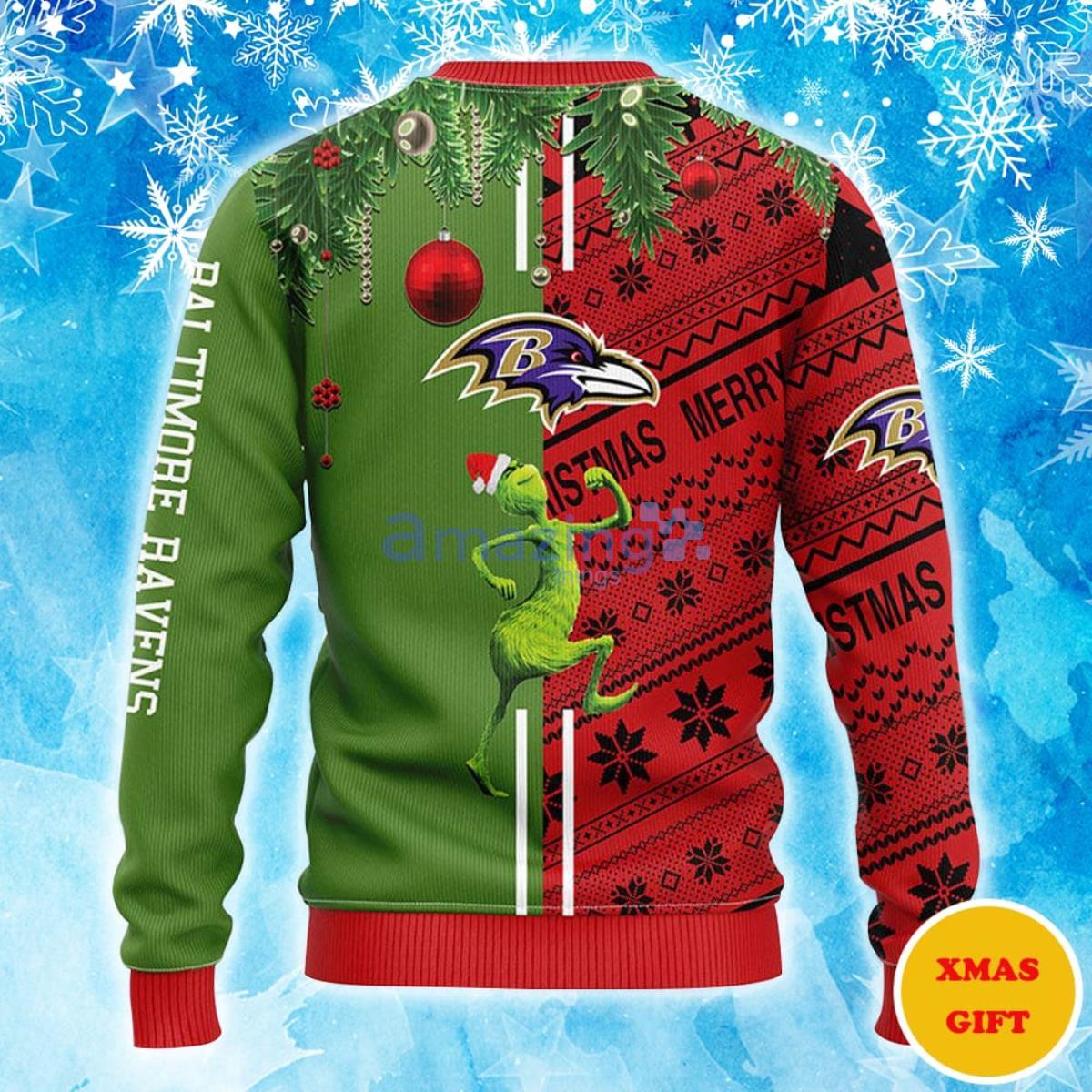 Baltimore Ravens Grinch & Scooby Doo Christmas AOP Sweater image Baltimore Ravens Grinch & Scooby-Doo Christmas AOP Sweater Product Photo 2