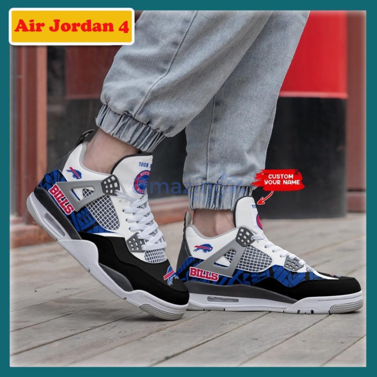 Buffalo Bills Blue and White Color Personalized Air Jordan 4 Sneaker - The  Clothes You'll Ever Need