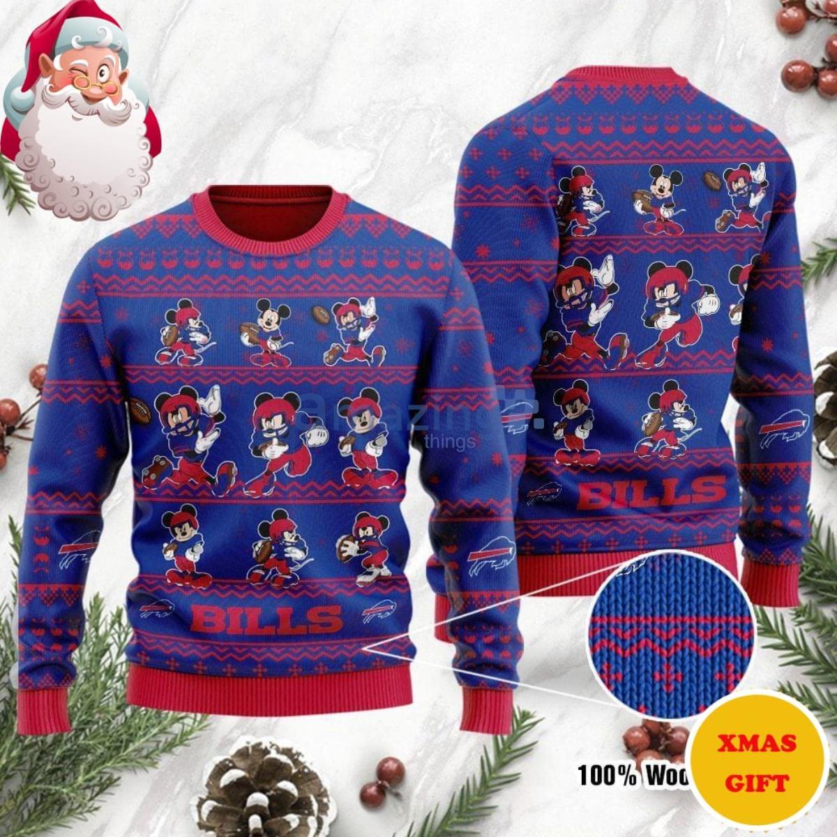 Buffalo Bills Gifts Mickey Mouse Player Christmas AOP Sweater Product Photo 1