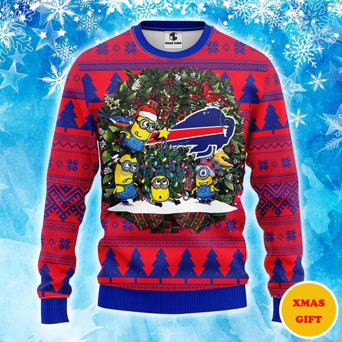 Buffalo Bills Minion Christmas AOP Sweater Product Photo 1