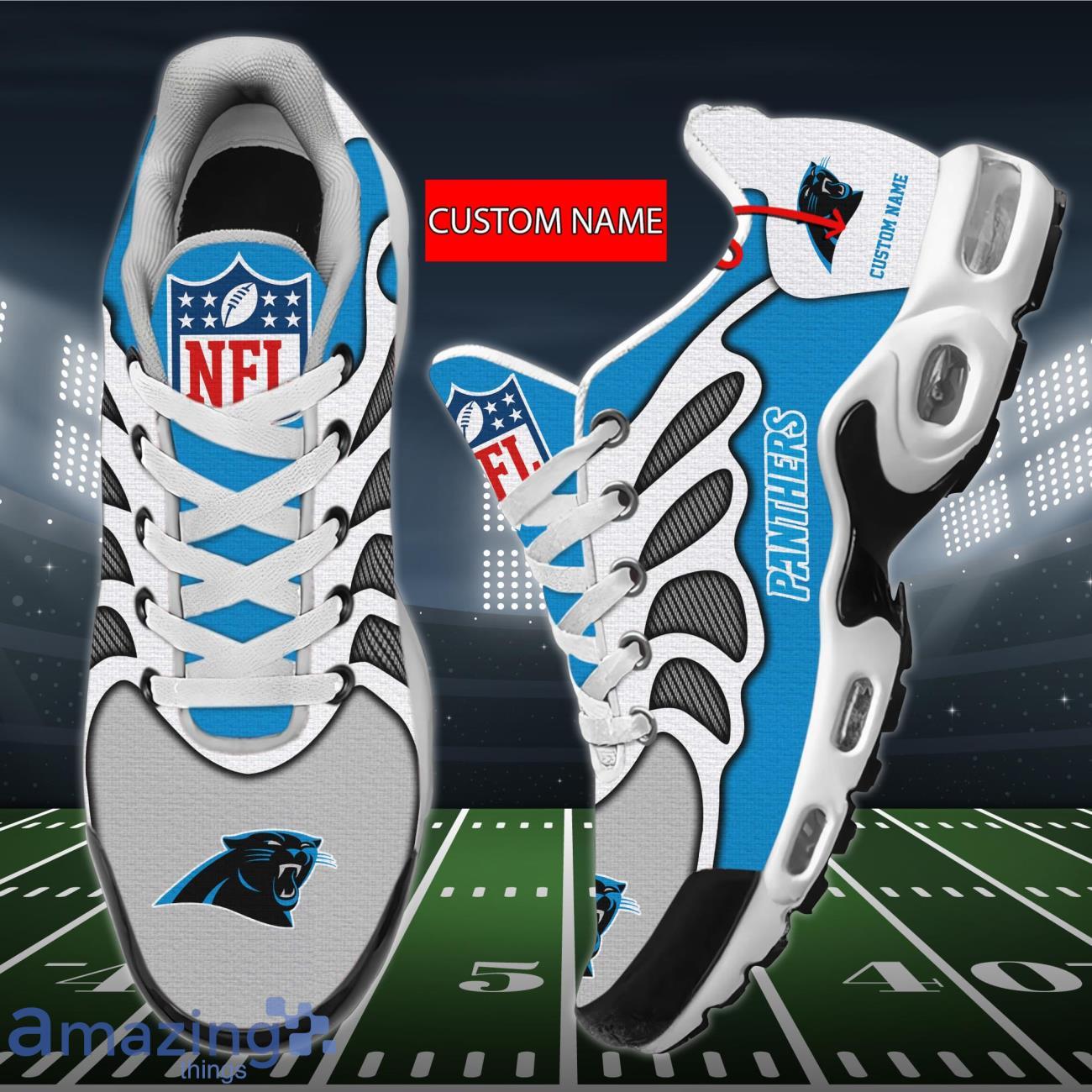 Carolina Panthers 3D Air Cushion Sports Shoes Custom Name For Fans NFL Product Photo 1 Carolina Panthers 3D Air Cushion Sports Shoes Custom Name For Fans NFL Product Photo 1