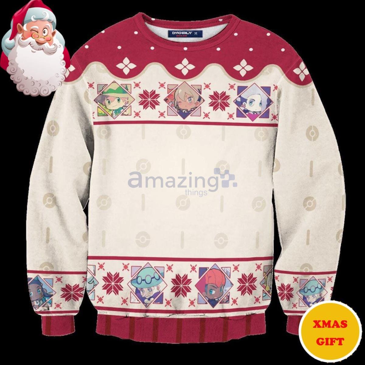 Chibi Soul Silver Gym Leaders Pokemon Christmas AOP Sweater Product Photo 1 Chibi Soul Silver Gym Leaders Pokemon Christmas AOP Sweater Product Photo 1
