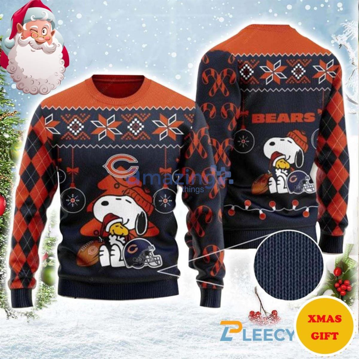 Chicago Bears Charlie Brown Snoopy Hug Woodstock Christmas AOP Sweater