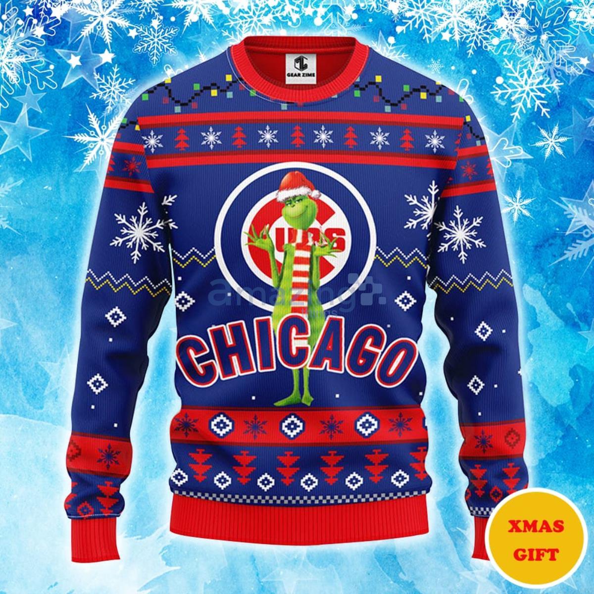 Chicago Cubs Grinch Hug Christmas AOP Sweater - Freedomdesign