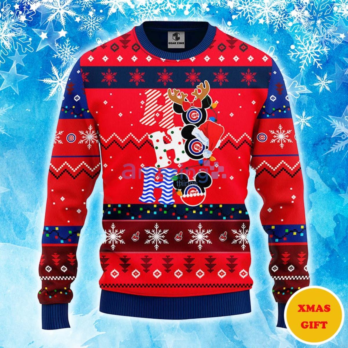 Chicago Cubs Hohoho Mickey Christmas AOP Sweater Product Photo 1