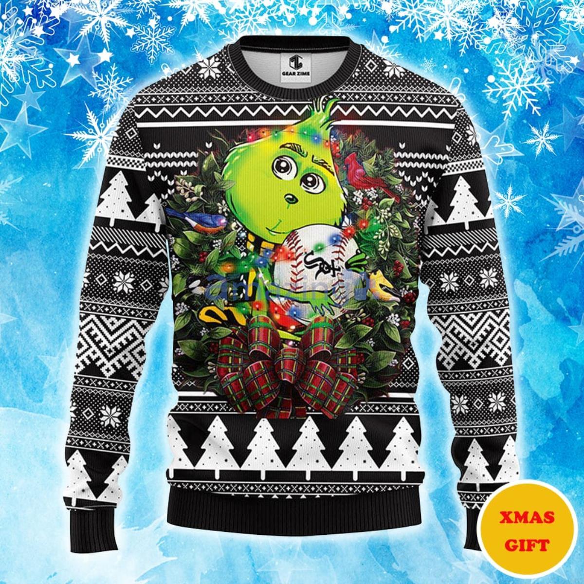 Chicago White Sox Grinch Hug Christmas AOP Sweater Product Photo 1